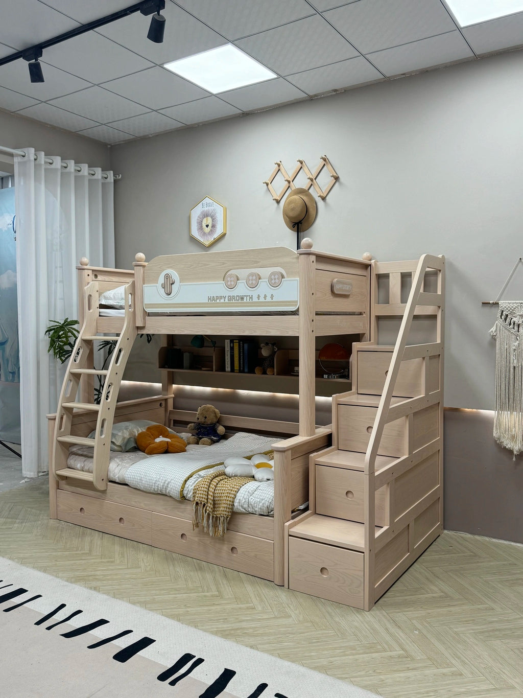 Model 8102 solid wood kids bunk bed — front view