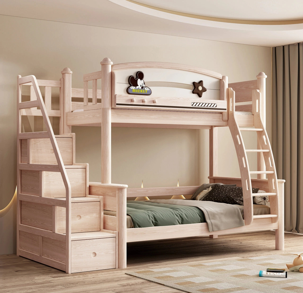 Model 8119 solid wood kids bunk bed — front view