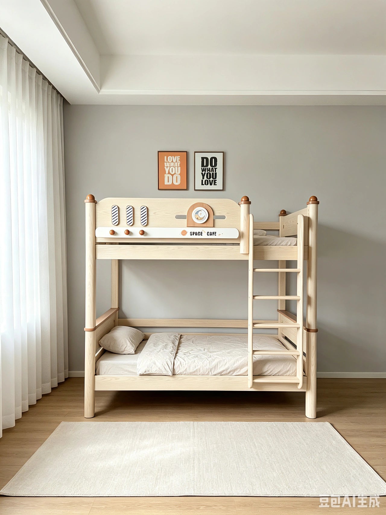 Model 8125 solid wood kids bunk bed — front view