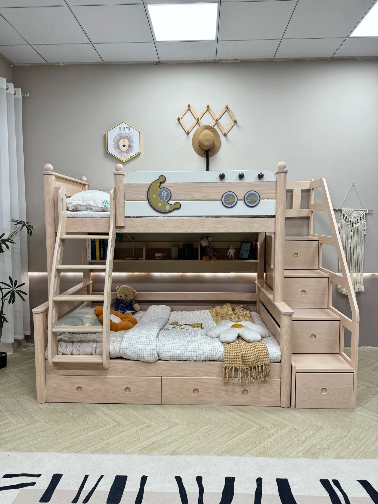 Model 8101 solid wood kids bunk bed — front view