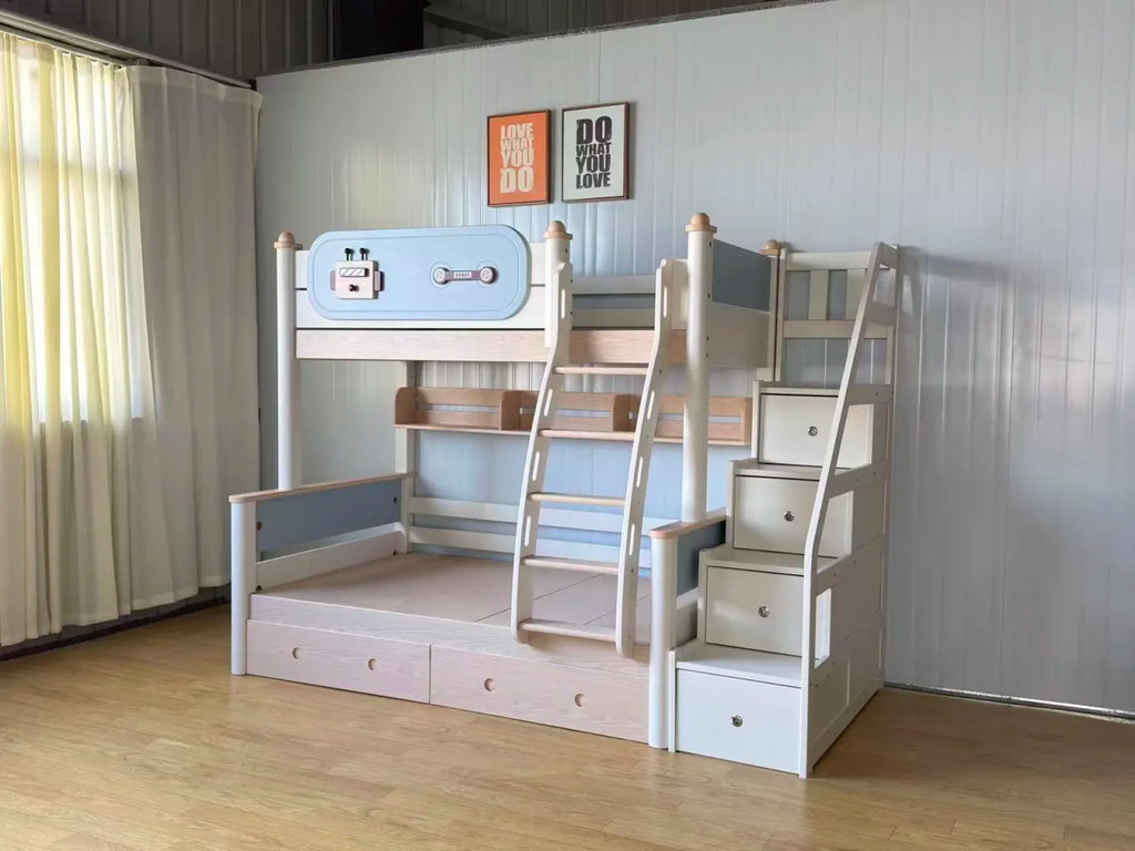 Model 6332 – Bed with Storage Steps, Bookshelf and Drawer