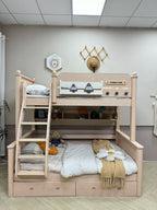Model 8106 solid wood kids bunk bed — angled view