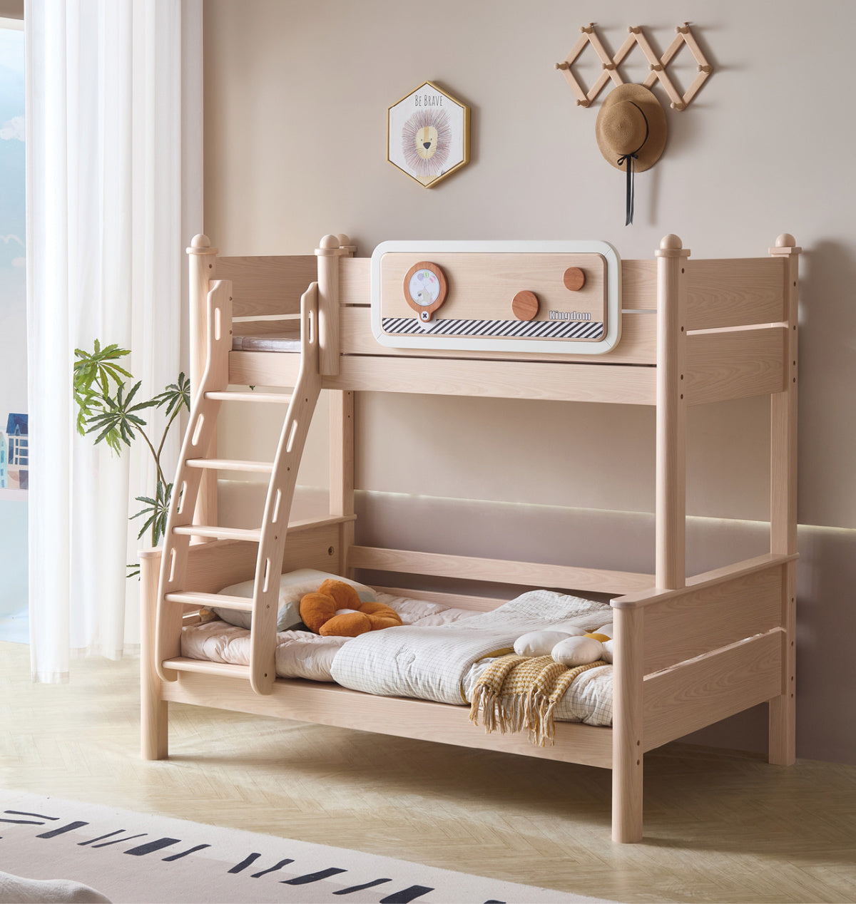 Model 8109 solid wood kids bunk bed in ash finish