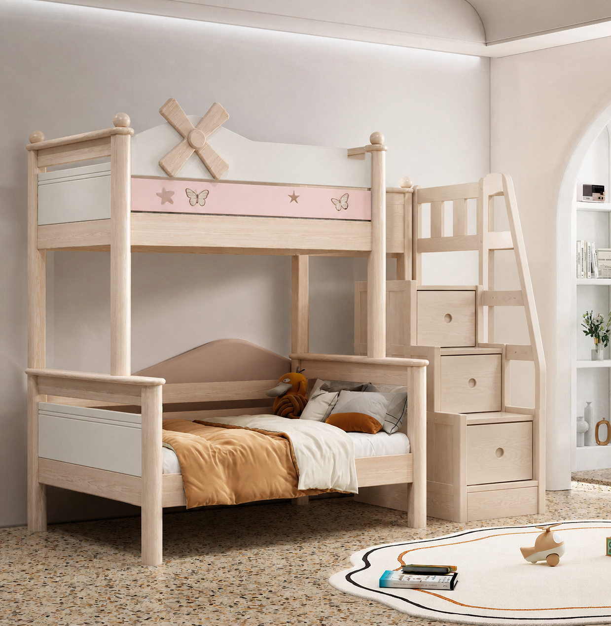 AI-rendered configuration preview — Model 8115 with storage steps