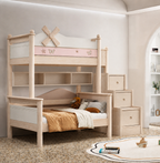 AI-rendered configuration preview — Model 8115 with storage steps and bookshelf