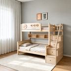 AI-rendered configuration preview — Model 8122 with storage steps and bookshelf