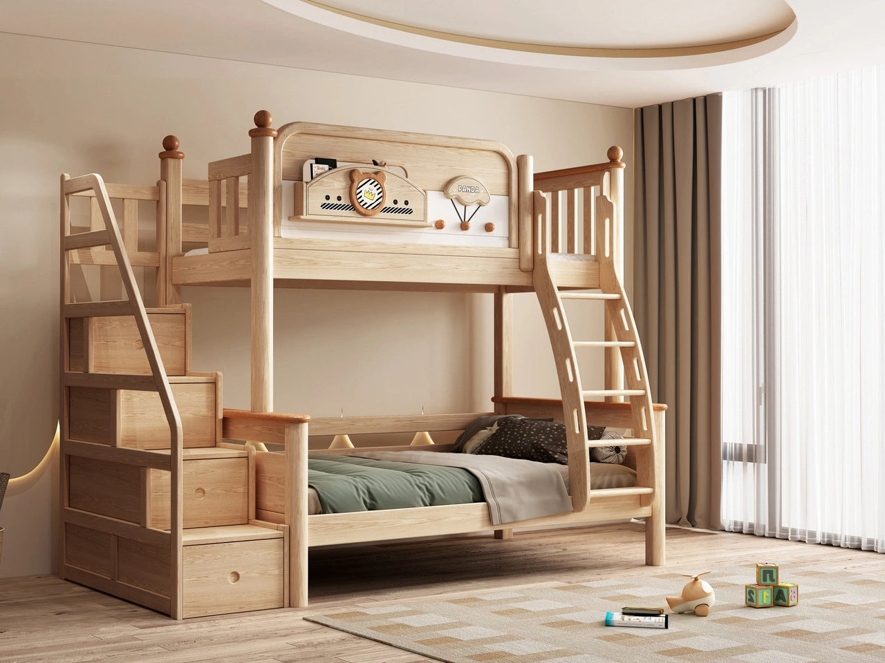 Model 8121 solid wood kids bunk bed — front view