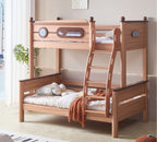 Model 9101 solid wood kids bunk bed in red walnut finish