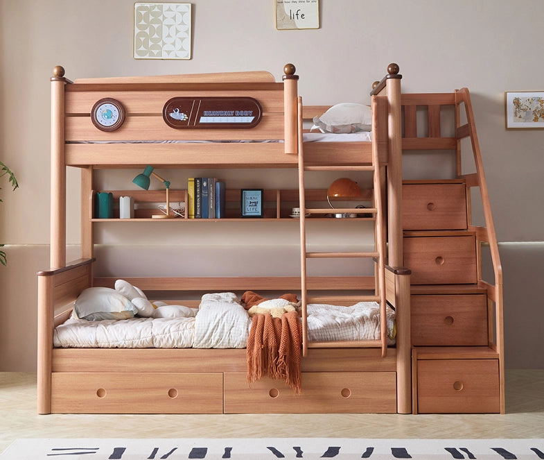 Model 9101 – Package 4 – Bed + Storage Steps + Bookshelf + Drawer