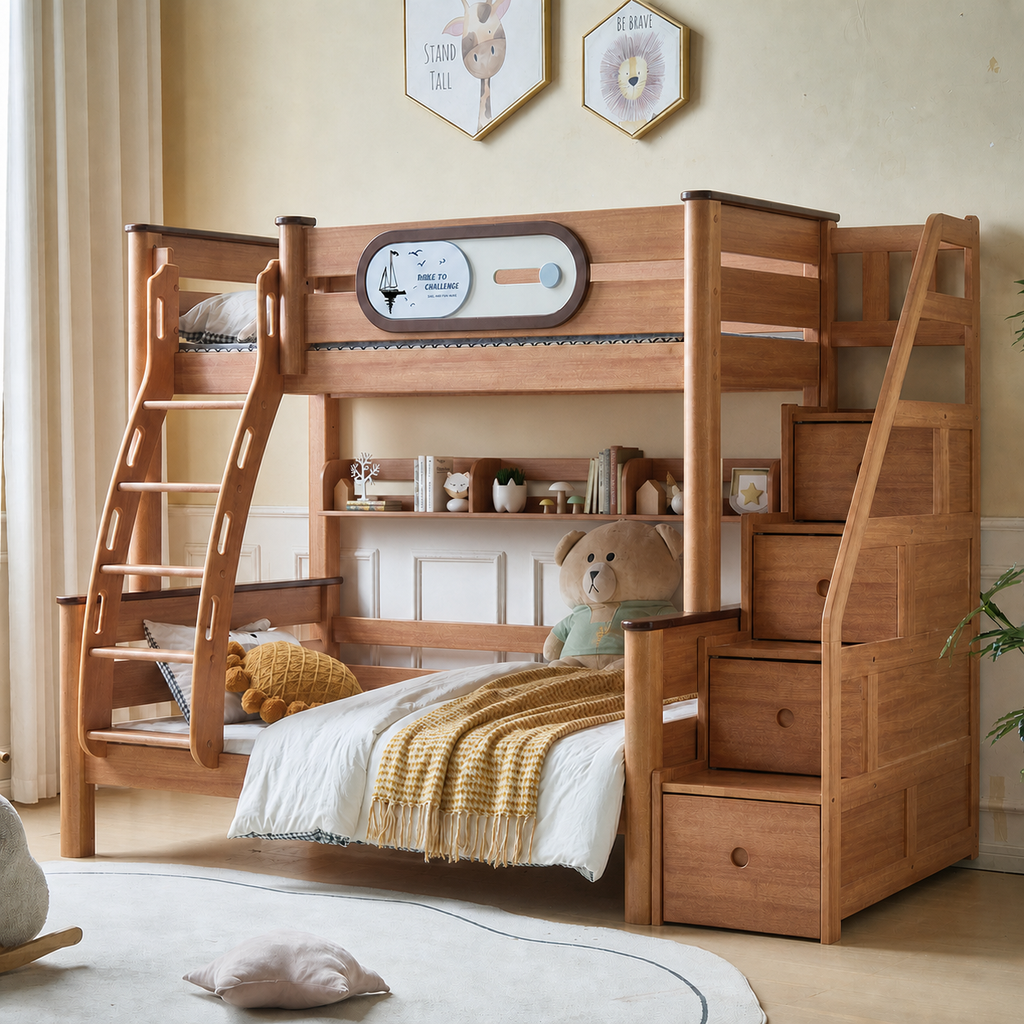 Model 9102 – Package 3 – Bed + Storage Steps + Bookshelf