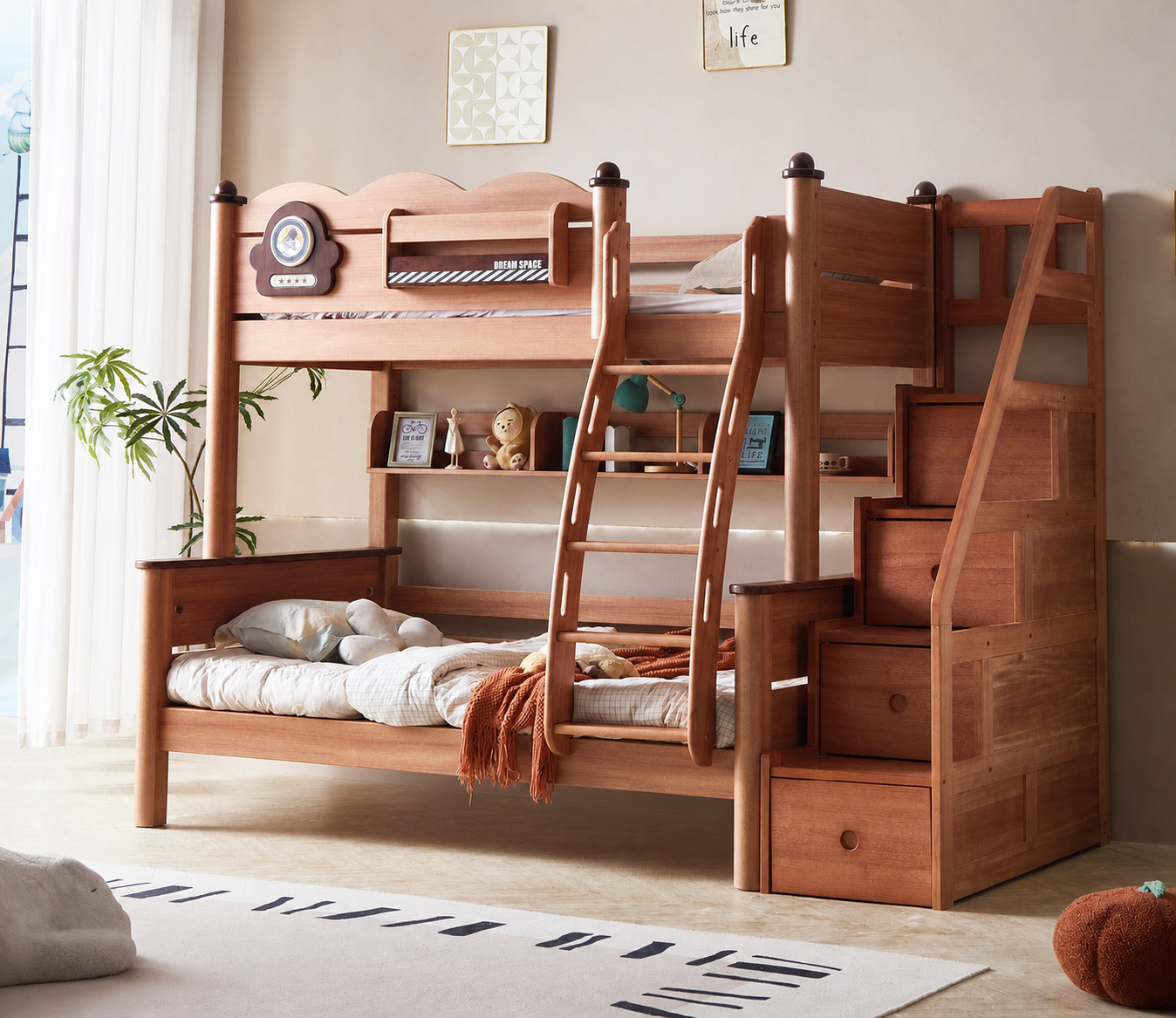 Model 9106 – Package 3 – Bed + Storage Steps + Bookshelf