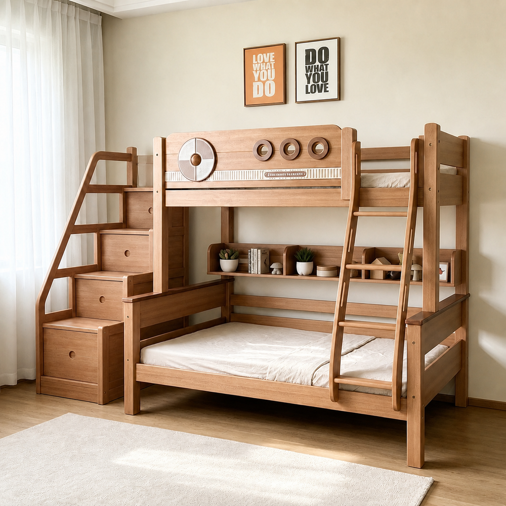 Model 9118 – Package 3 – Bed + Storage Steps + Bookshelf