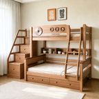 Model 9118 – Package 4 – Bed + Storage Steps + Bookshelf + Drawer