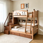 Model 9119 – Package 4 – Bed + Storage Steps + Bookshelf + Drawer