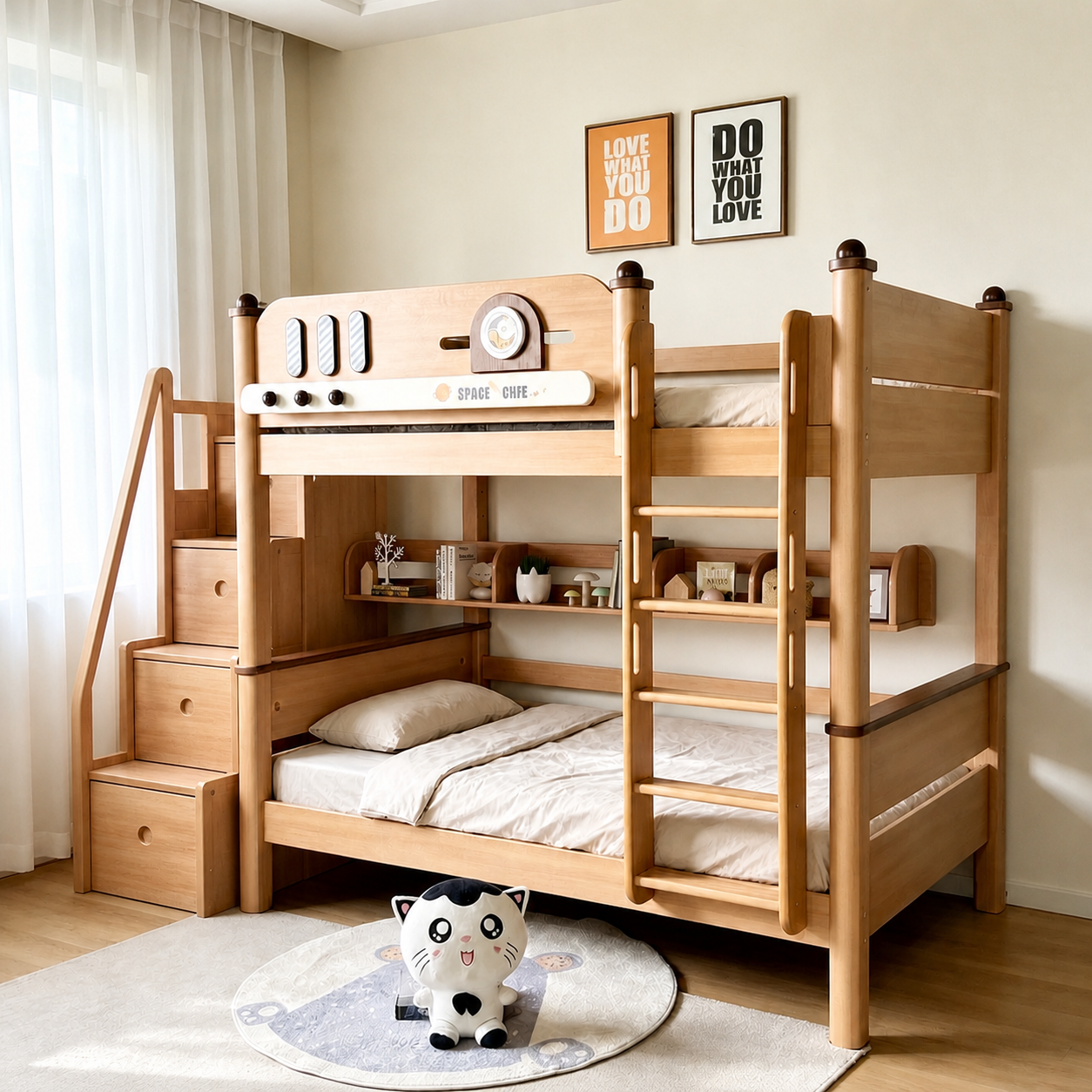 Model 9121 – Package 3 – Bed + Storage Steps + Bookshelf