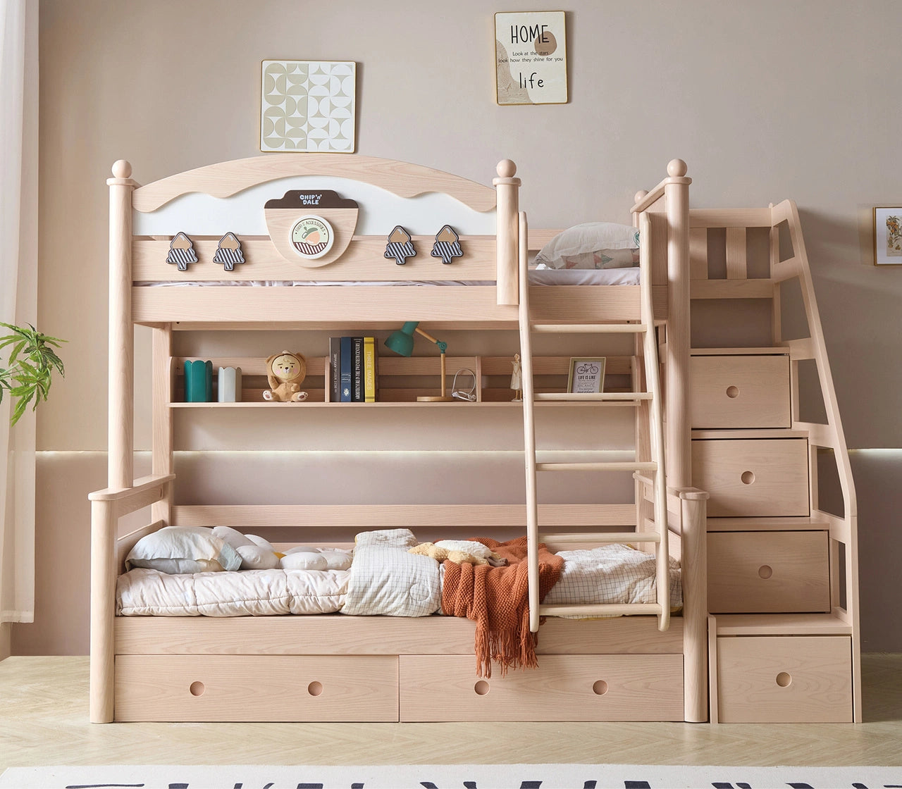 Model 8108 solid wood kids bunk bed — front view