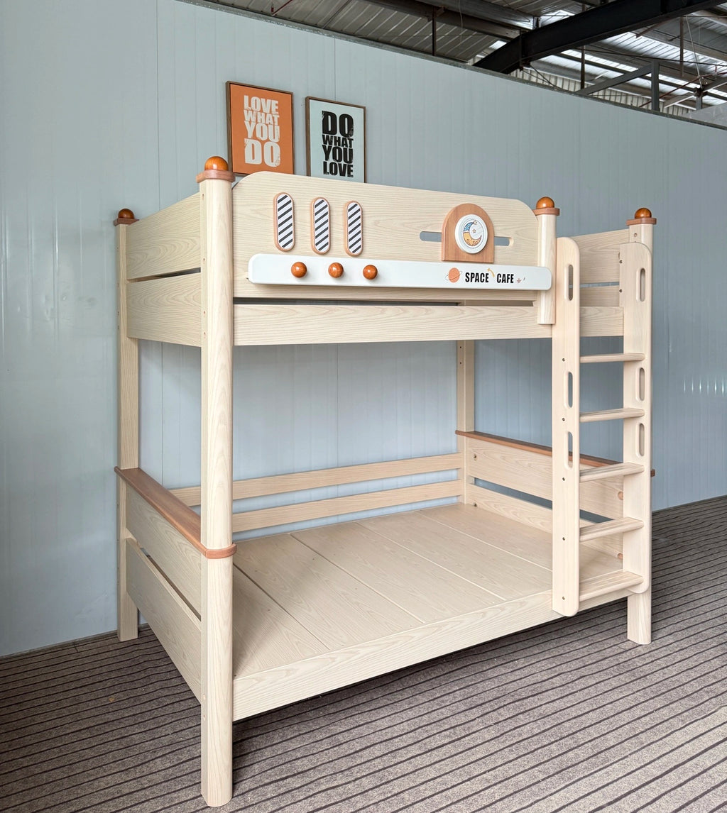 Model 8125 solid wood kids bunk bed — angled view