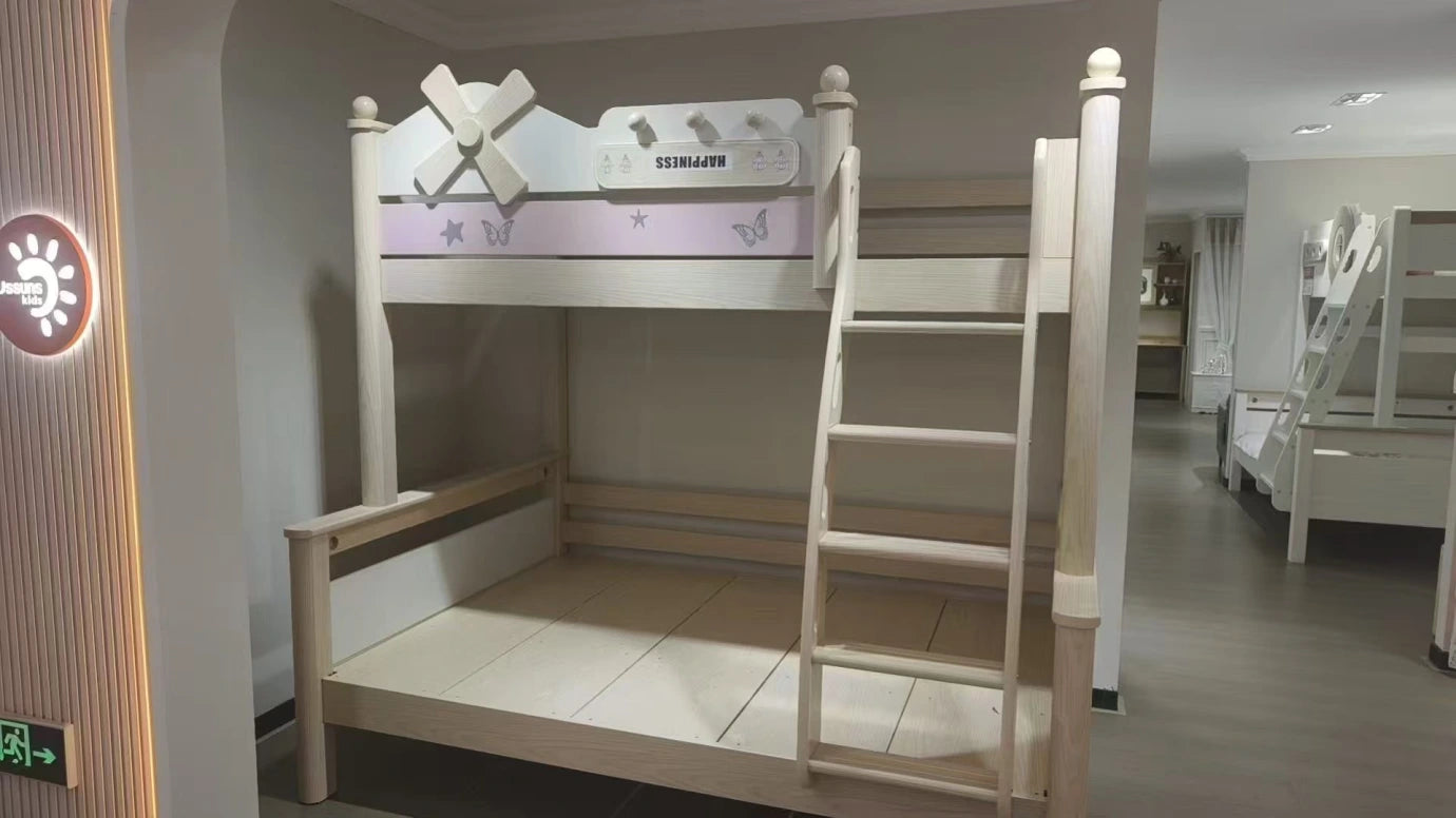 Model 8115 solid wood kids bunk bed — front view