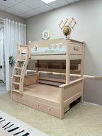 Model 8102 solid wood kids bunk bed — angled view