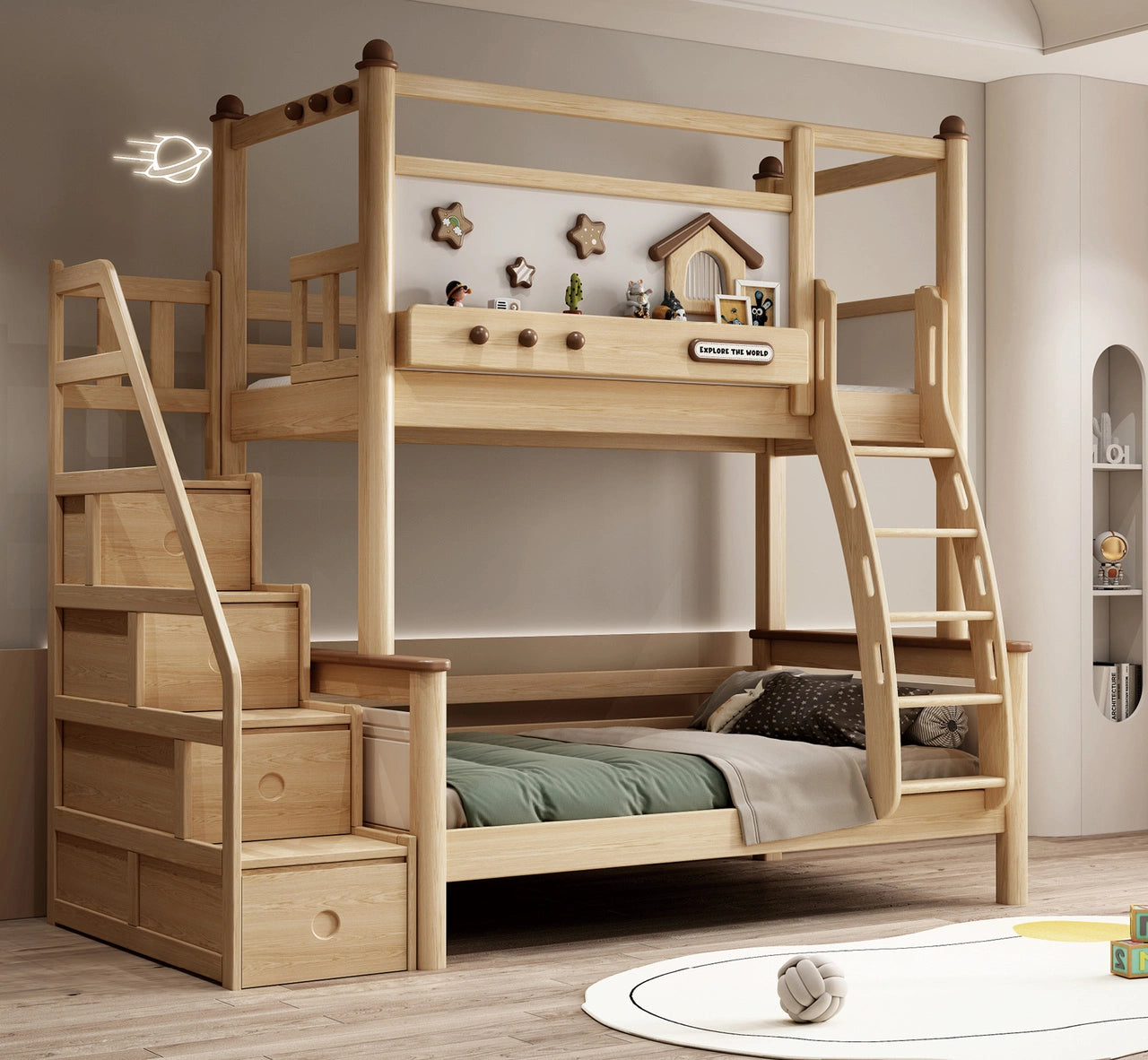Model 8116 solid wood kids bunk bed — front view