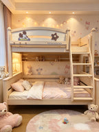Model 8119 solid wood kids bunk bed — angled view