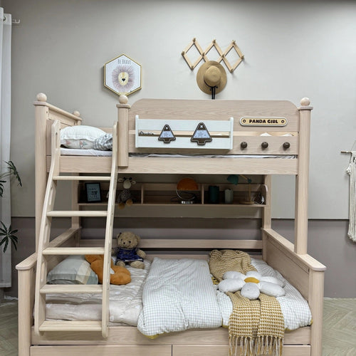 Model 8106 solid wood kids bunk bed in ash finish — Basic Bed