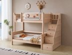 Model 8109 bed with storage steps in ash finish — AI-rendered configuration preview