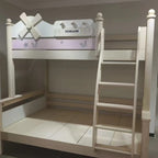 Model 8115 solid wood kids bunk bed in ash finish — Basic Bed