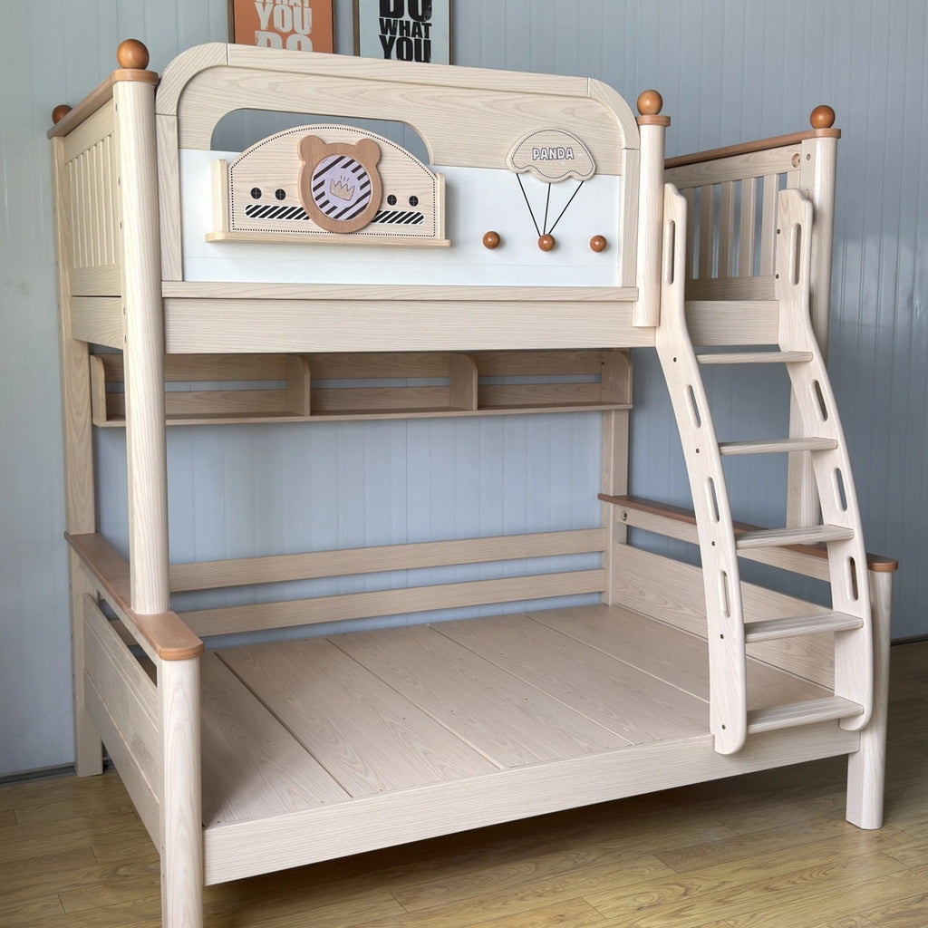 Model 8121 solid wood kids bunk bed in ash finish — Basic Bed